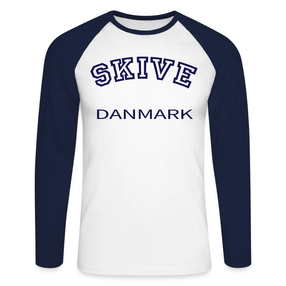 CityShirt - Baseball T-Shirt - Skive - hvid/marineblå