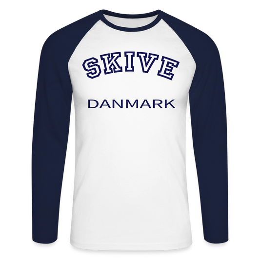 CityShirt - Baseball T-Shirt - Skive - hvid/marineblå