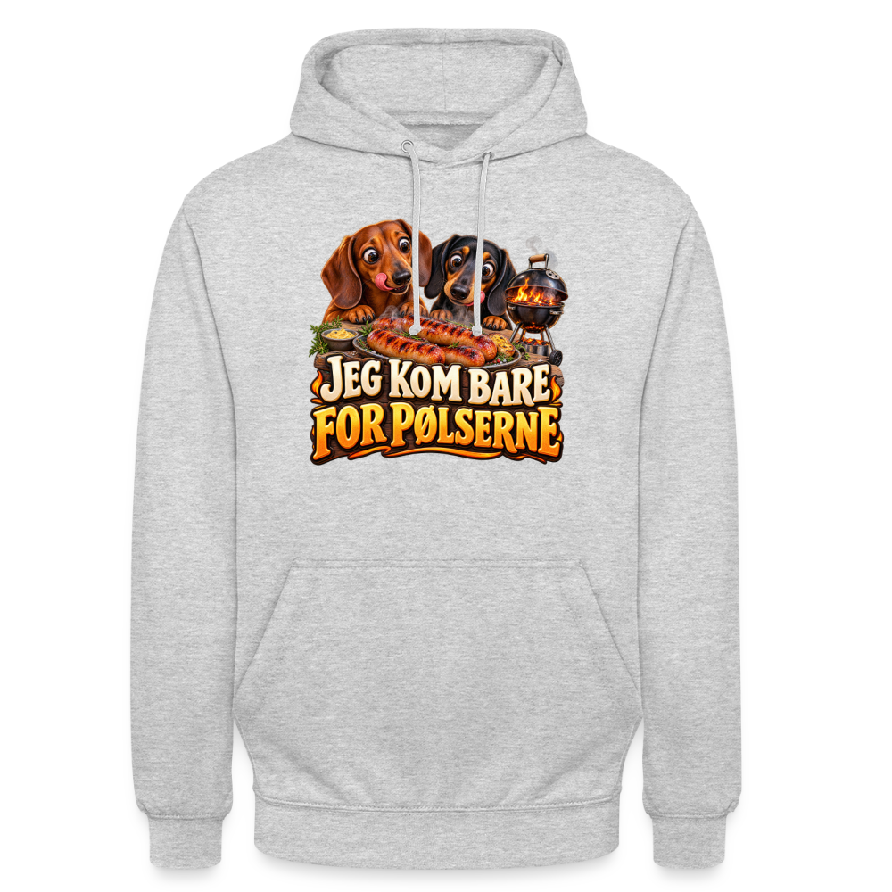 CityShirts - Hoodie - Jeg kom bare for pølserne - CS048 - lysegrå meleret