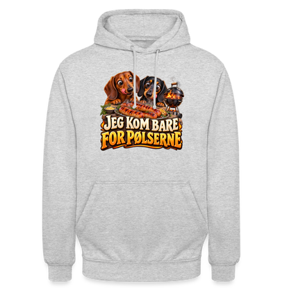 CityShirts - Hoodie - Jeg kom bare for pølserne - CS048 - lysegrå meleret