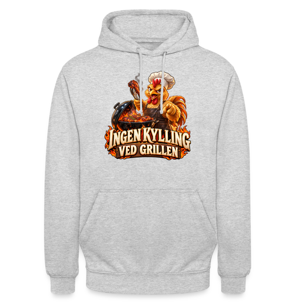 CityShirts - Hoodie - Ingen kylling ved grillen - CS054 - lysegrå meleret
