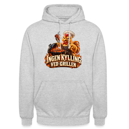 CityShirts - Hoodie - Ingen kylling ved grillen - CS054 - lysegrå meleret