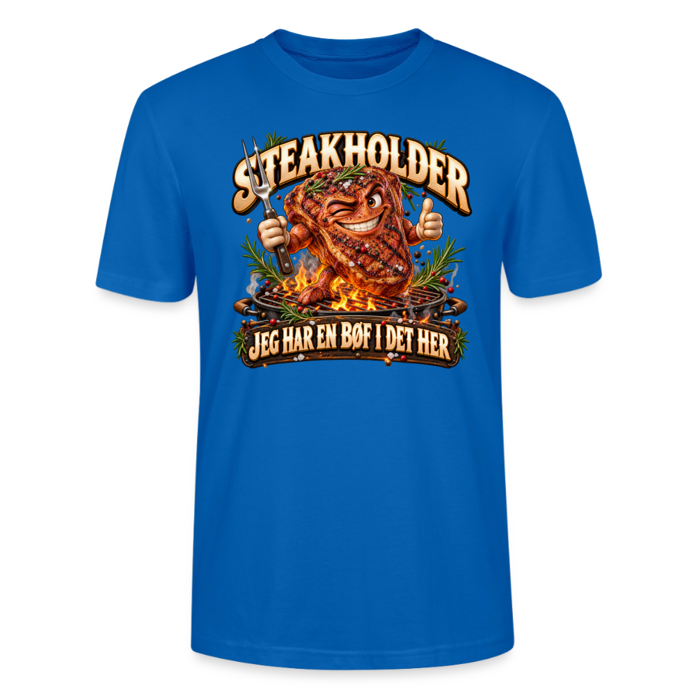 CityShirts - T-shirt - Steakholder – Jeg har en bøf i det her - CS052 - påfugleblå