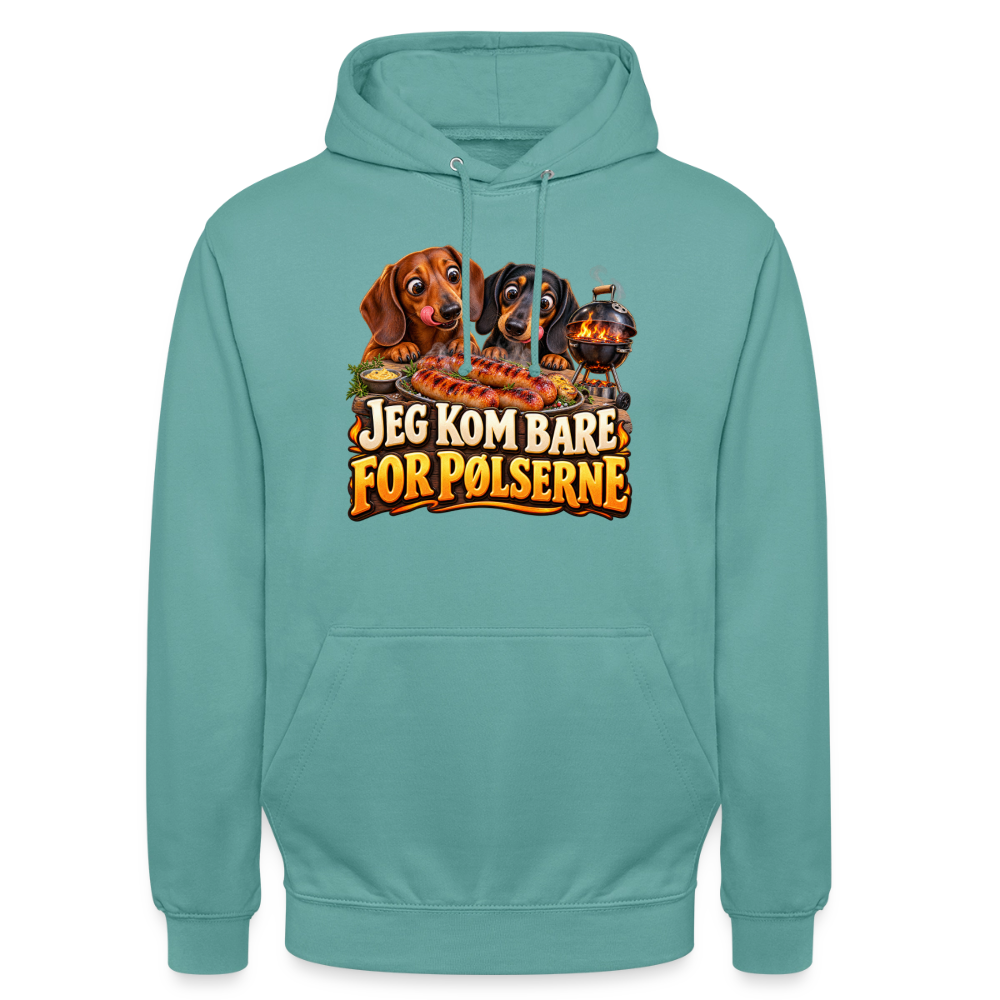 CityShirts - Hoodie - Jeg kom bare for pølserne - CS048 - pastelturkis