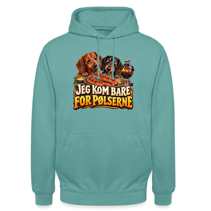 CityShirts - Hoodie - Jeg kom bare for pølserne - CS048 - pastelturkis