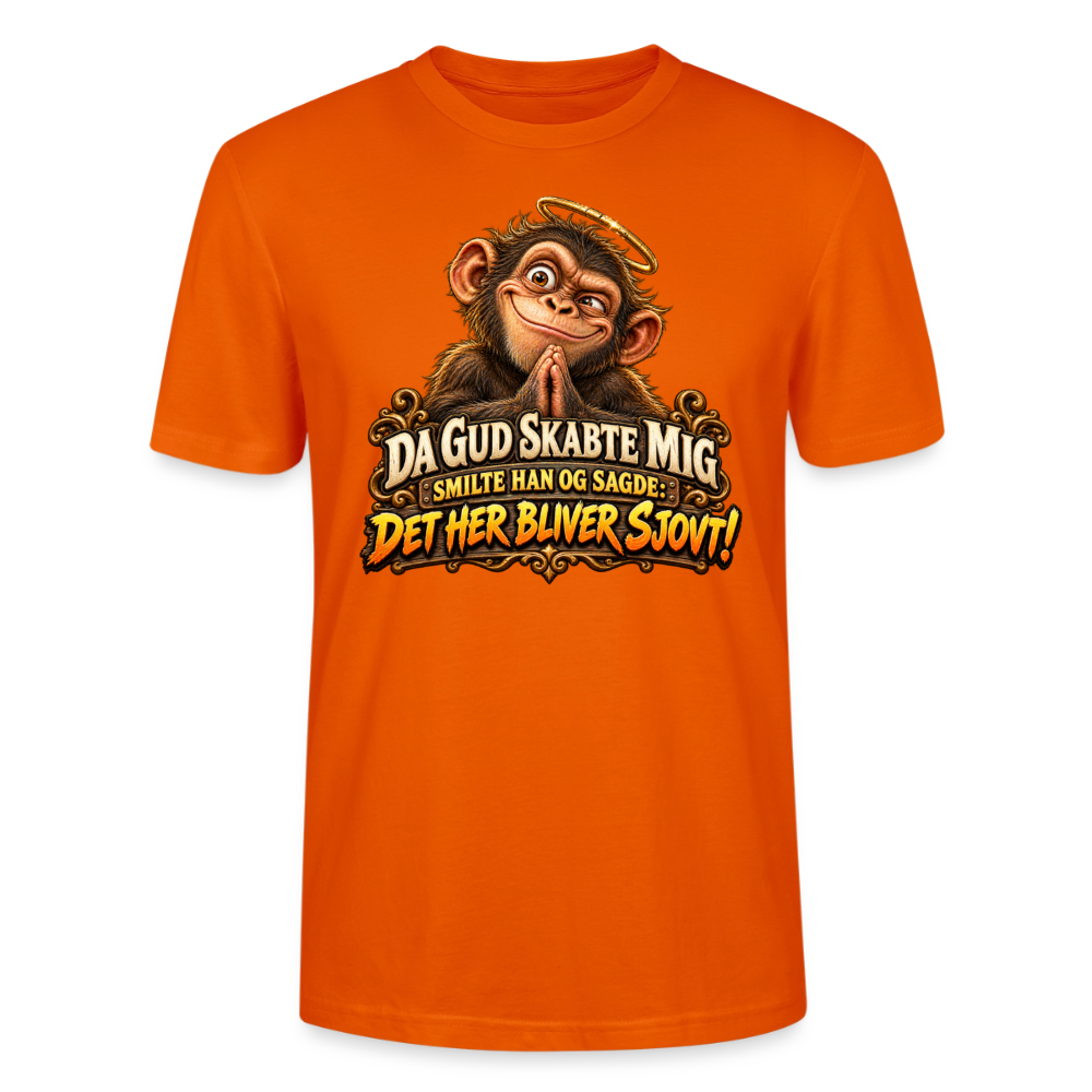 CityShirts - T-shirt - Da Gud skabte mig – Det her bliver sjovt! - CS004 - mørk orange