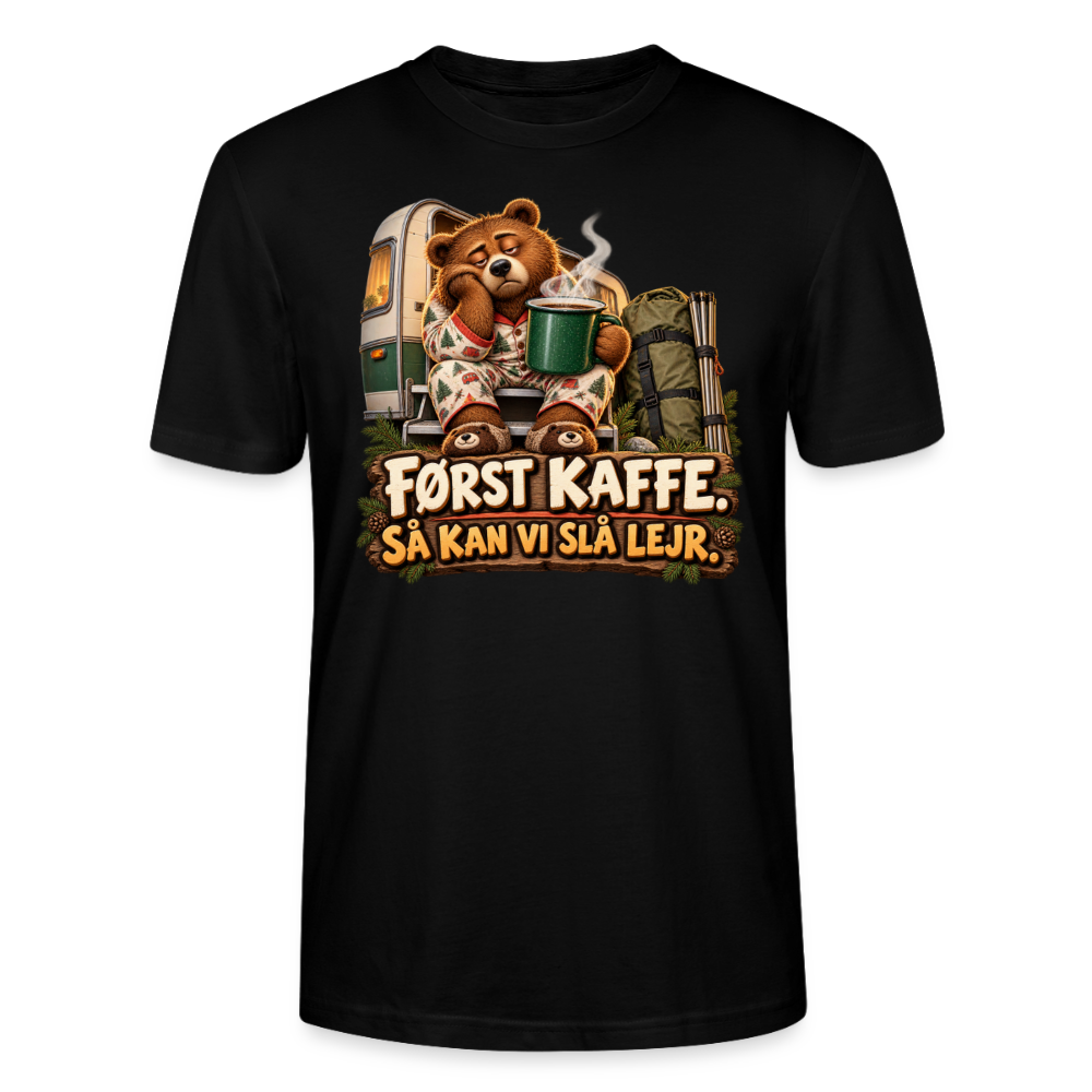 CityShirts - T-shirt - Først kaffe – Så kan vi slå lejr - CS043 - sort