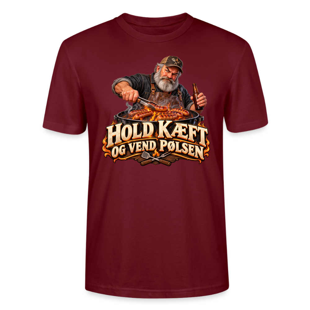 CityShirts - T-shirt - Hold kæft og vend pølsen - CS045 - burgunder-rød
