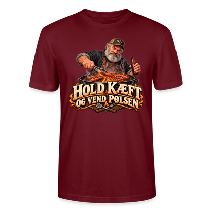 CityShirts - T-shirt - Hold kæft og vend pølsen - CS045 - burgunder-rød