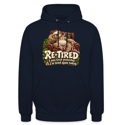 CityShirts - Hoodie - Re-tired – Tired again today - CS009 - marineblå
