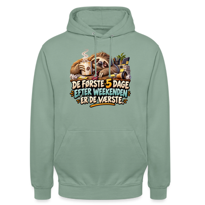 CityShirts - Hoodie - De første 5 dage efter weekenden er de værste - CS023 - grågrøn