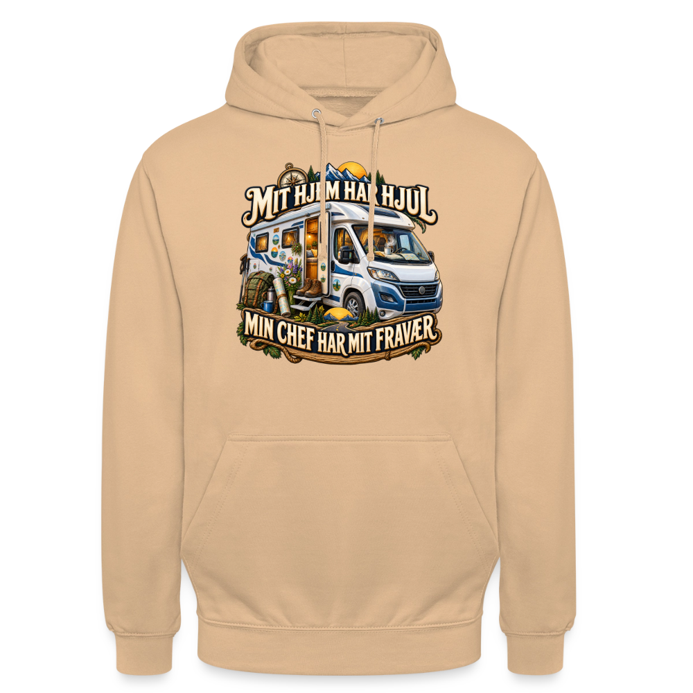 CityShirts - Hoodie - Mit hjem har hjul – Min chef har mit fravær - CS040 - fersken