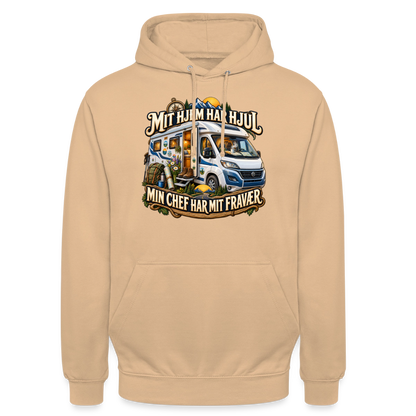 CityShirts - Hoodie - Mit hjem har hjul – Min chef har mit fravær - CS040 - fersken