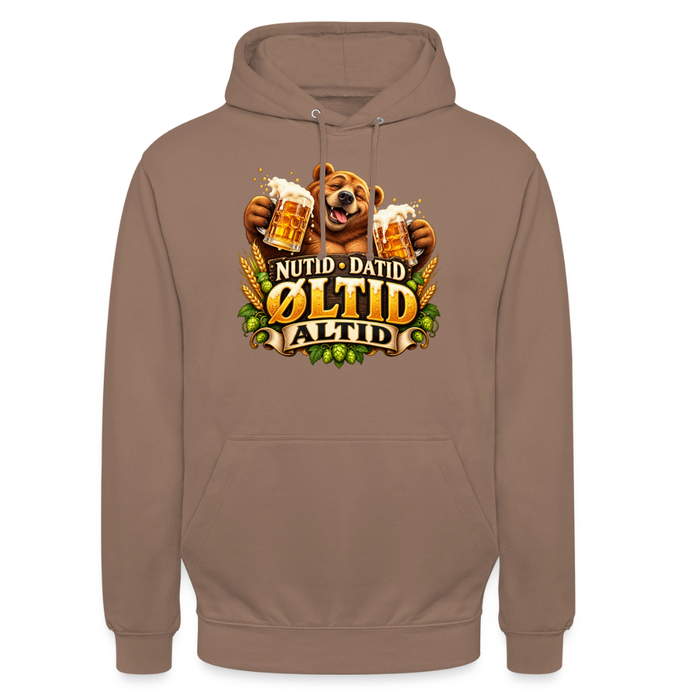 CityShirts - Hoodie - Nutid, datid, øltid – altid - CS006 - mokka
