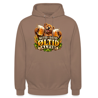 CityShirts - Hoodie - Nutid, datid, øltid – altid - CS006 - mokka