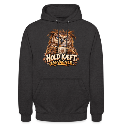 CityShirts - Hoodie - Hold kæft. Jeg vågner. – morgenugle - CS027 - charcoal