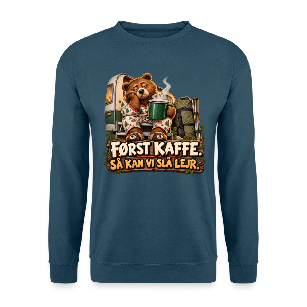 CityShirts - Sweatshirt - Først kaffe – Så kan vi slå lejr - CS043 - indigoblå