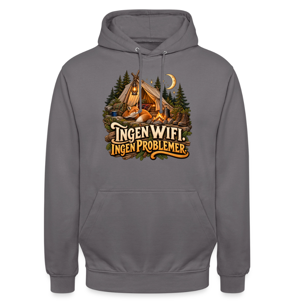 CityShirts - Hoodie - Ingen WiFi. Ingen problemer. - CS036 - mellemgrå