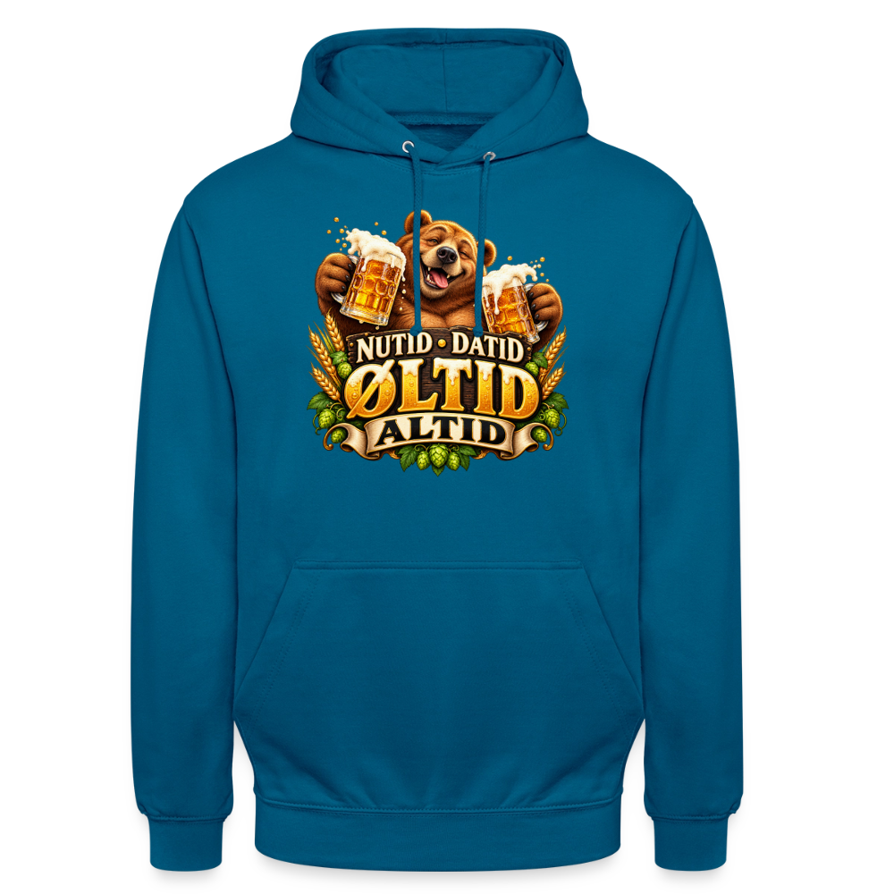 CityShirts - Hoodie - Nutid, datid, øltid – altid - CS006 - dybt havblå 