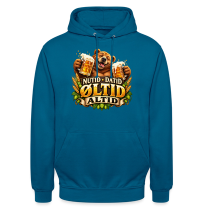 CityShirts - Hoodie - Nutid, datid, øltid – altid - CS006 - dybt havblå 