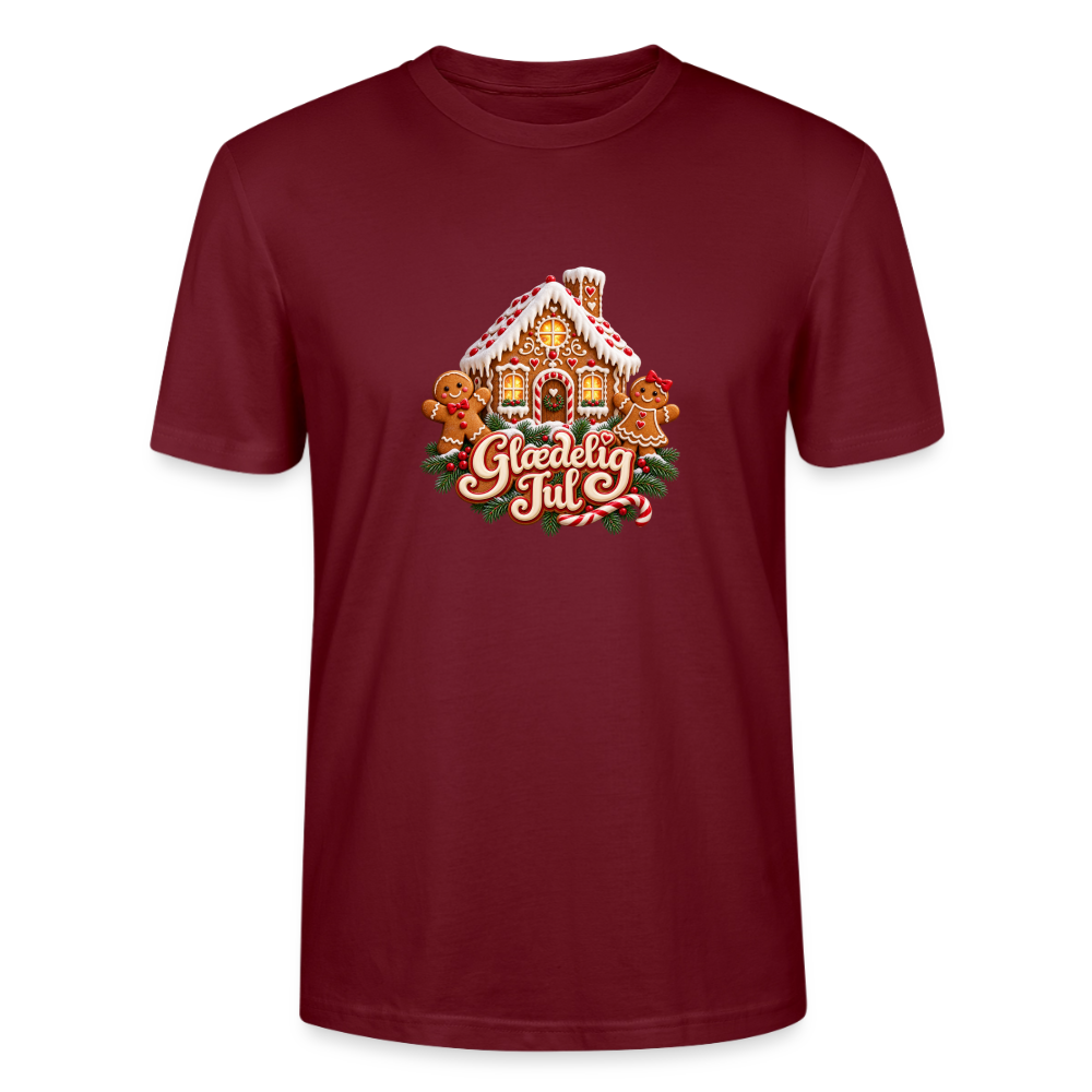 CityShirts - T-shirt - Glædelig Jul – peberkagehygge - CS067 - burgunder-rød