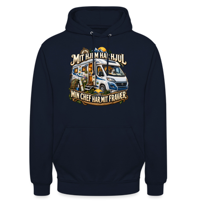CityShirts - Hoodie - Mit hjem har hjul – Min chef har mit fravær - CS040 - marineblå