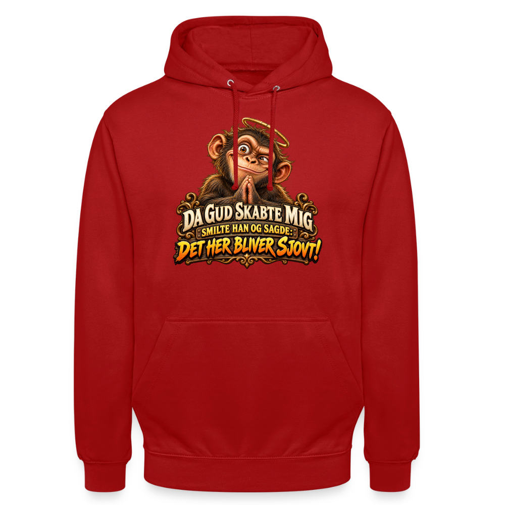 CityShirts - Hoodie - Da Gud skabte mig – Det her bliver sjovt! - CS004 - rød