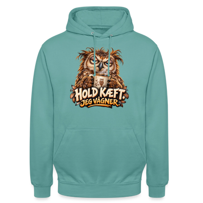 CityShirts - Hoodie - Hold kæft. Jeg vågner. – morgenugle - CS027 - pastelturkis