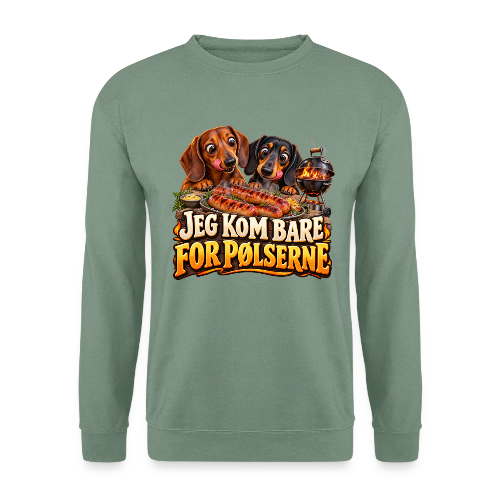 CityShirts - Sweatshirt - Jeg kom bare for pølserne - CS048 - grågrøn