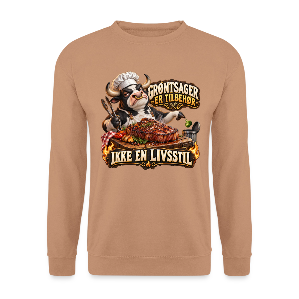 CityShirts - Sweatshirt - Grøntsager er tilbehør – Ikke en livsstil - CS053 - mokka