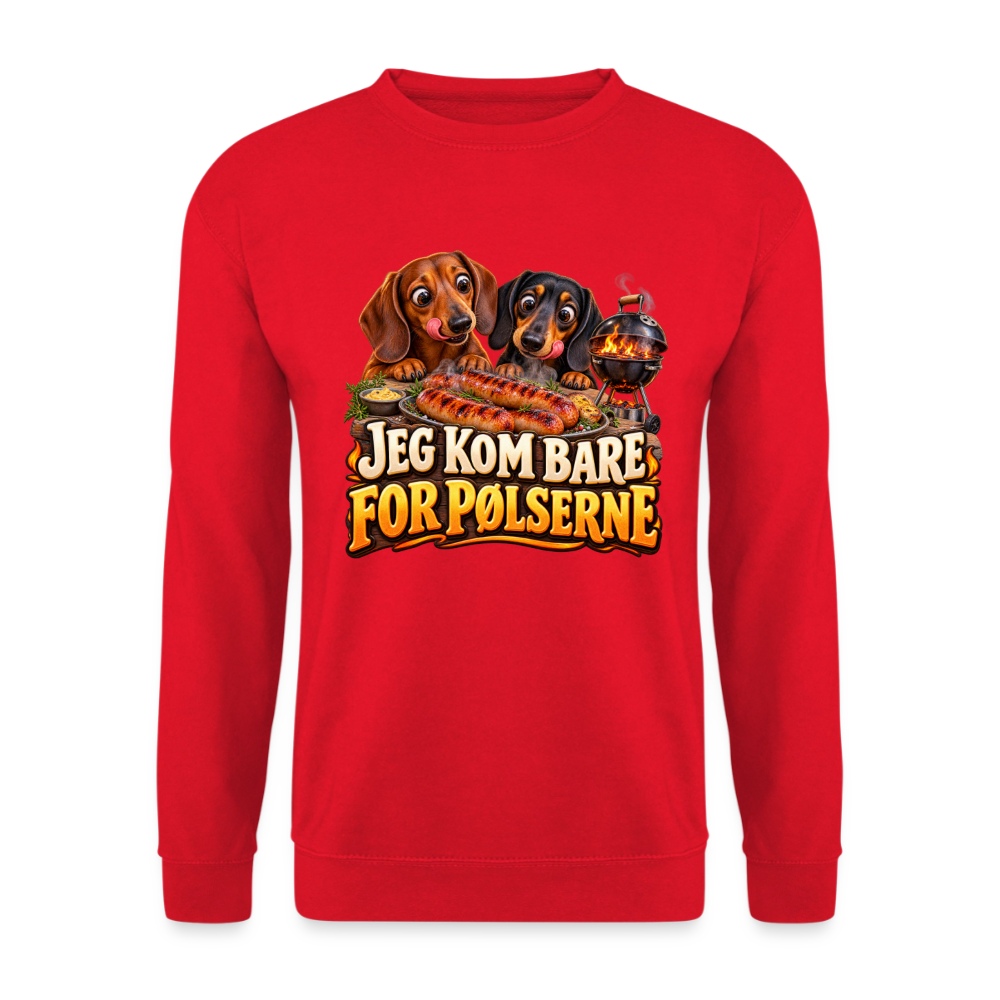 CityShirts - Sweatshirt - Jeg kom bare for pølserne - CS048 - rød