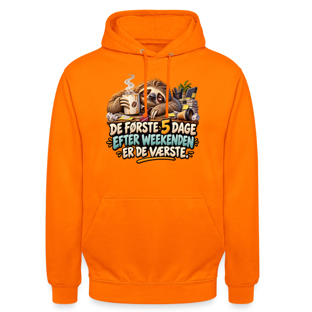 CityShirts - Hoodie - De første 5 dage efter weekenden er de værste - CS023 - orange