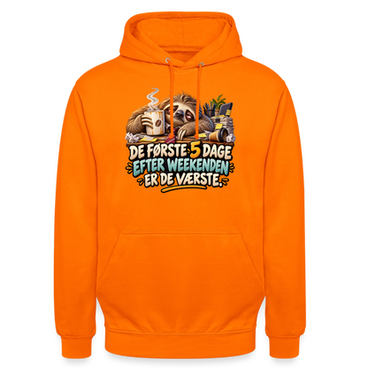 CityShirts - Hoodie - De første 5 dage efter weekenden er de værste - CS023 - orange