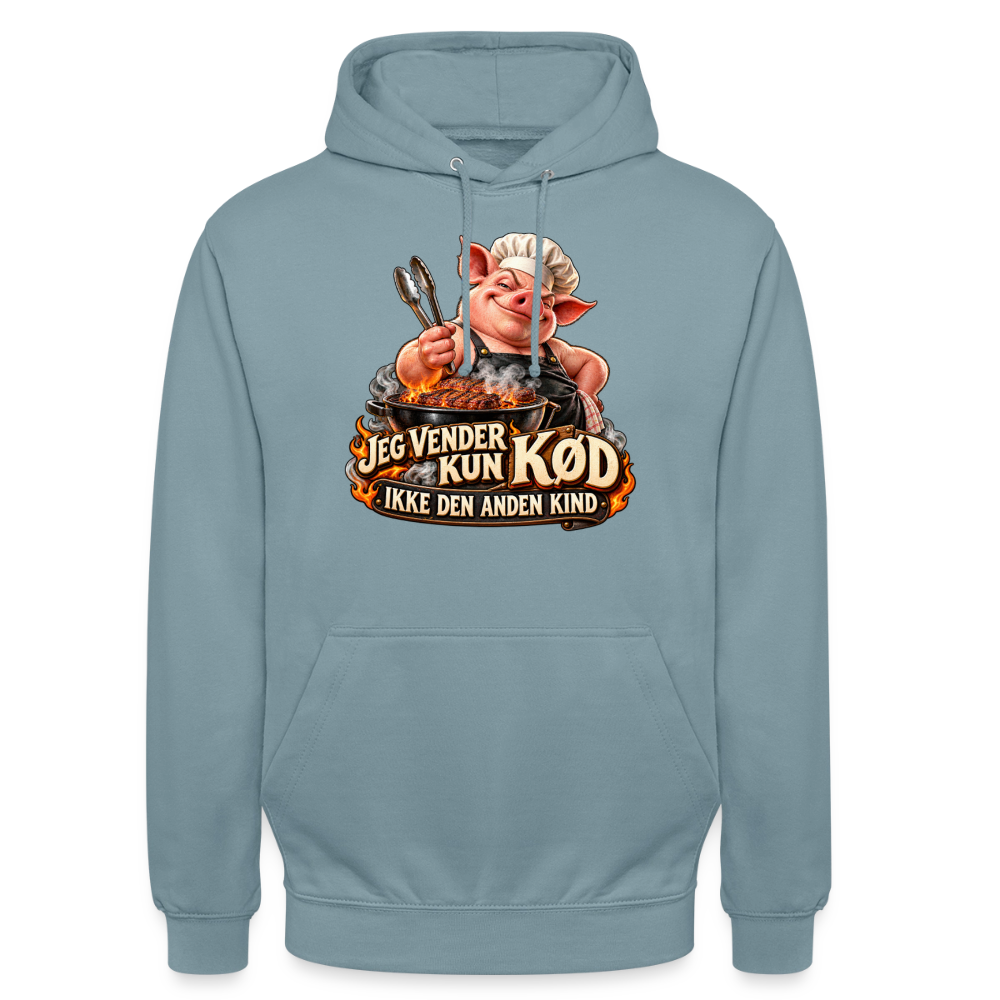 CityShirts - Hoodie - Jeg vender kun kød – Ikke den anden kind - CS044 - gråblå