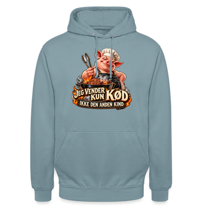 CityShirts - Hoodie - Jeg vender kun kød – Ikke den anden kind - CS044 - gråblå