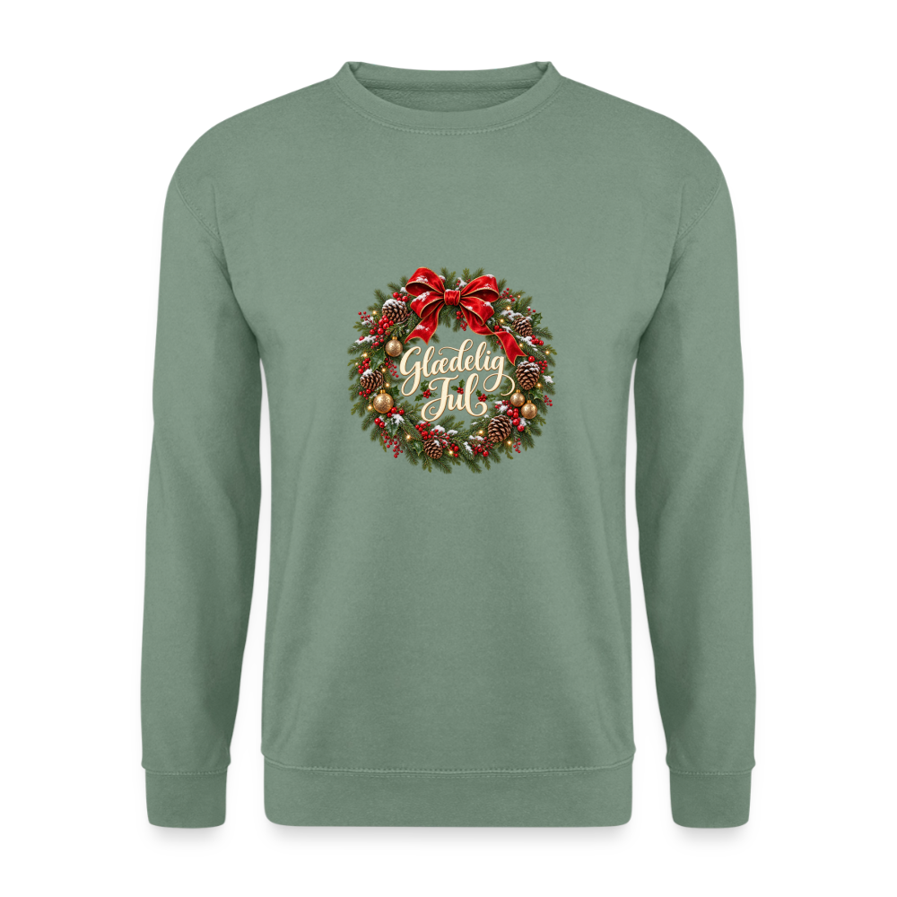 CityShirts - Sweatshirt - Glædelig Jul – julekrans - CS059 - grågrøn