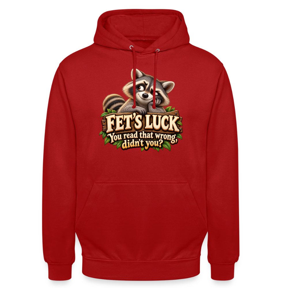 CityShirts - Hoodie - Fet’s Luck – You read that wrong, didn’t you? - CS003 - rød