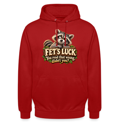 CityShirts - Hoodie - Fet’s Luck – You read that wrong, didn’t you? - CS003 - rød