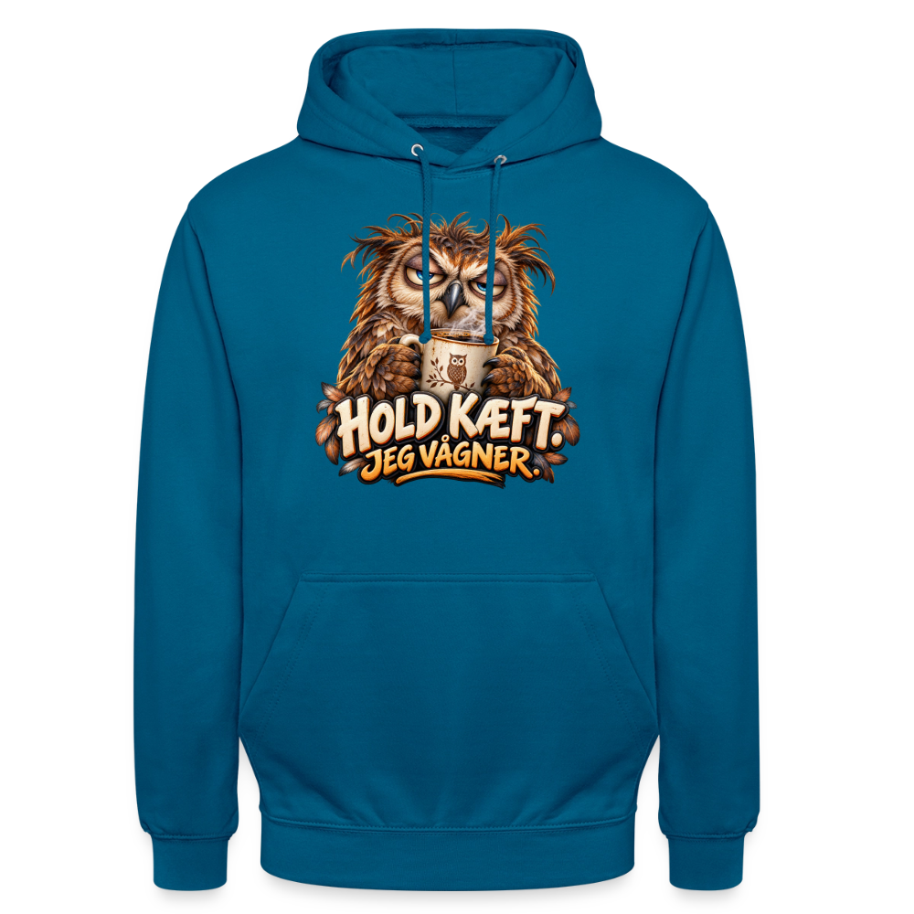 CityShirts - Hoodie - Hold kæft. Jeg vågner. – morgenugle - CS027 - dybt havblå 