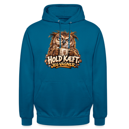 CityShirts - Hoodie - Hold kæft. Jeg vågner. – morgenugle - CS027 - dybt havblå 