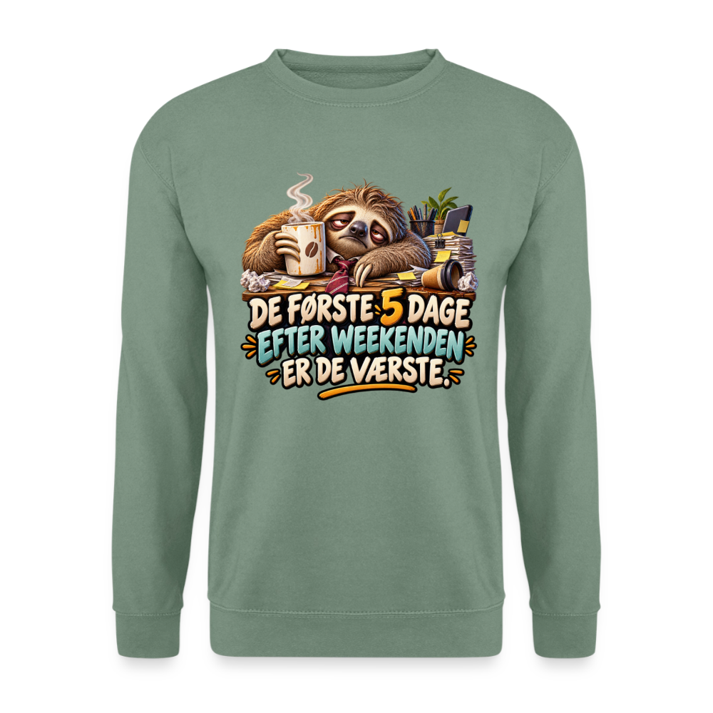 CityShirts - Sweatshirt - De første 5 dage efter weekenden er de værste - CS023 - grågrøn