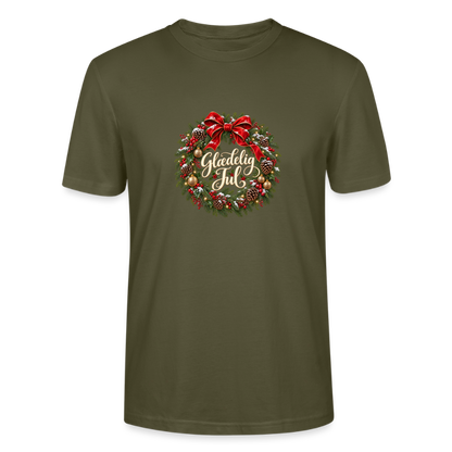 CityShirts - T-shirt - Glædelig Jul – julekrans - CS059 - khaki
