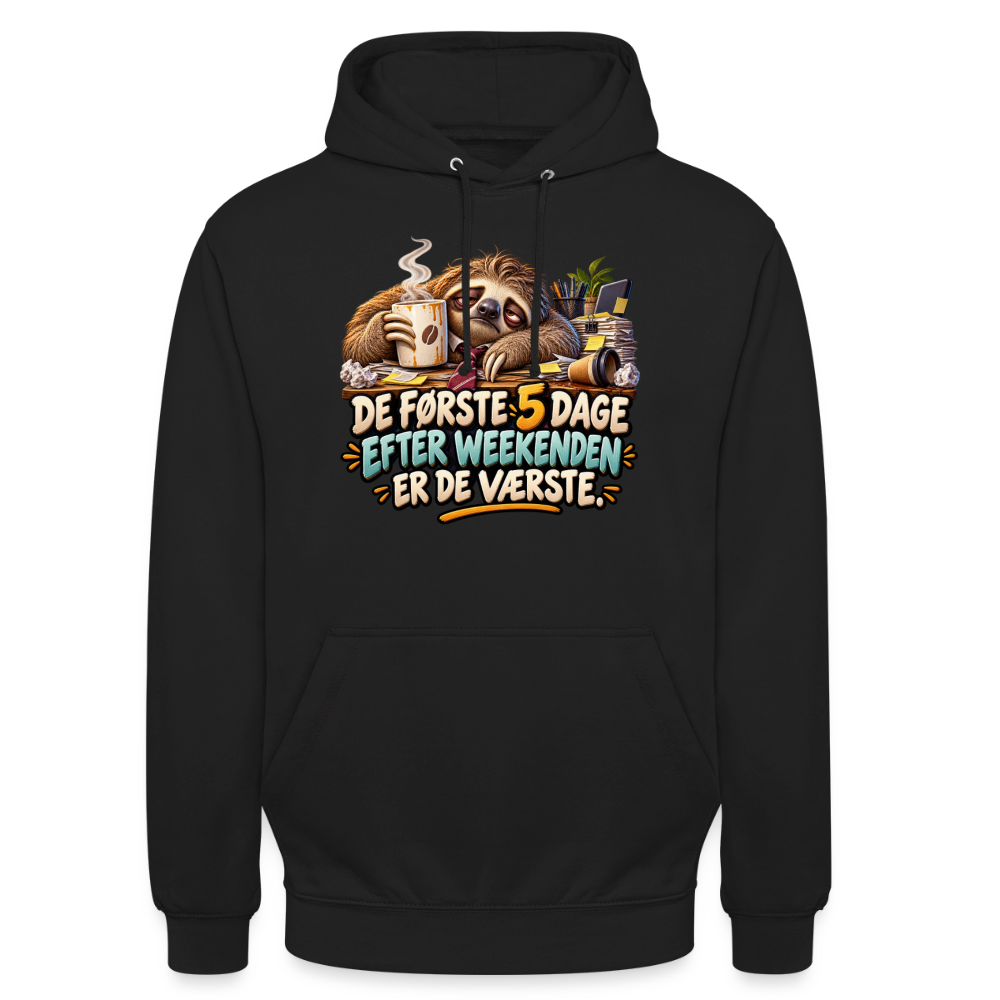 CityShirts - Hoodie - De første 5 dage efter weekenden er de værste - CS023 - sort