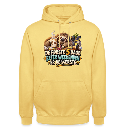 CityShirts - Hoodie - De første 5 dage efter weekenden er de værste - CS023 - citrongul