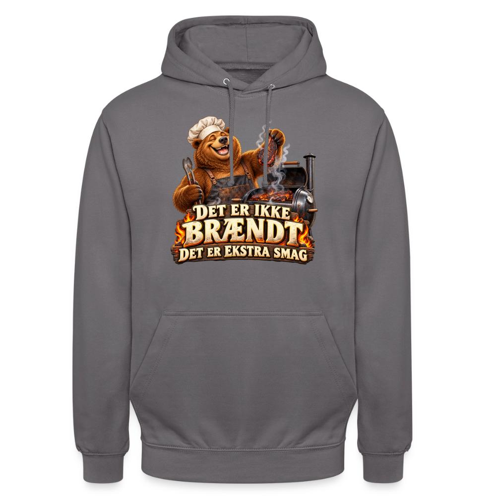 CityShirts - Hoodie - Det er ikke brændt – Det er ekstra smag - CS046 - mellemgrå