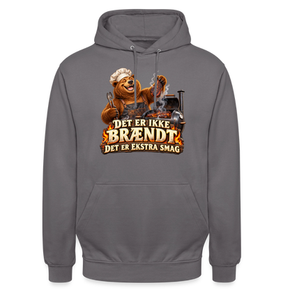 CityShirts - Hoodie - Det er ikke brændt – Det er ekstra smag - CS046 - mellemgrå