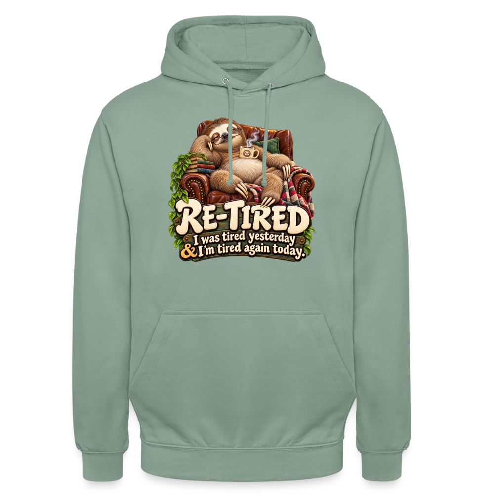 CityShirts - Hoodie - Re-tired – Tired again today - CS009 - grågrøn