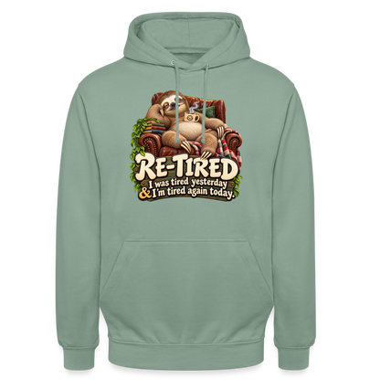 CityShirts - Hoodie - Re-tired – Tired again today - CS009 - grågrøn