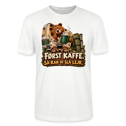 CityShirts - T-shirt - Først kaffe – Så kan vi slå lejr - CS043 - hvid