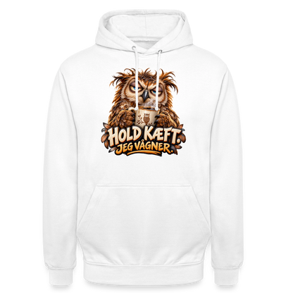 CityShirts - Hoodie - Hold kæft. Jeg vågner. – morgenugle - CS027 - hvid